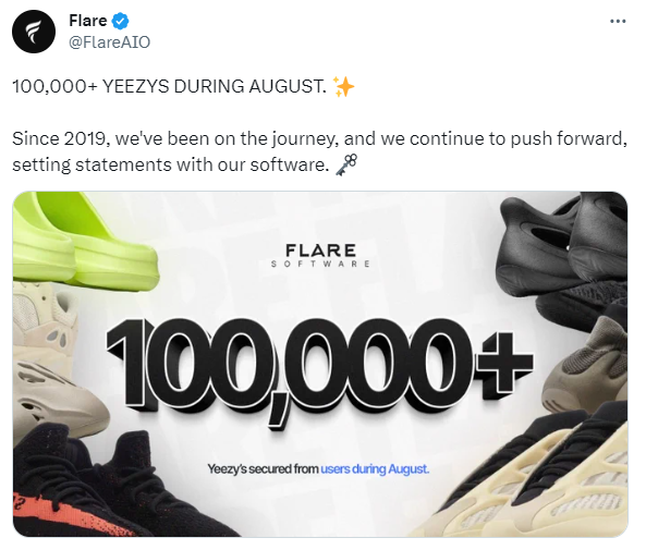 Flare boasts over 100,000 Yeezy checkouts in August