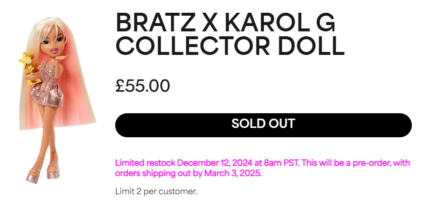 Bratz x Karol G doll